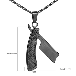 Men Shaving Razor Pendant Necklace Stainless Steel Retro Barber Hip Hop Style Jewelry Punk Barber Shop Accessory