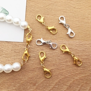 Dual lobster clasp connector in gold and silver finish for DIY necklace jewelry making