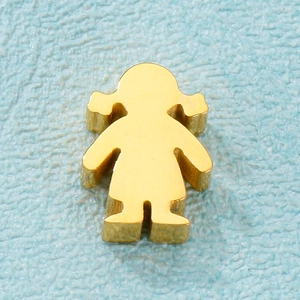 Polished gold stainless steel cartoon girl silhouette locket pendant for DIY jewelry