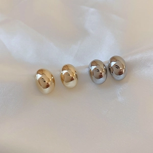 Minimalist Bean Stud Earrings High Gloss Geometric Jewelry For Women With Silver Earring Post