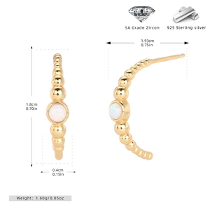 Detailed size specifications for 925 sterling silver opal and zircon stud earrings