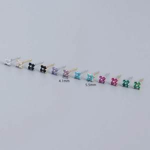 Detailed size comparison of 4.1mm and 5.5mm colorful floral S925 silver stud earrings