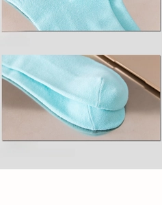 Detail of blue gradient sports socks showing 3D heel design and reinforced flat toe seams
