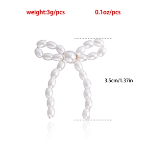 Handmade pearl bow earrings, 3.5cm vintage drop design for elegant bridal wedding style