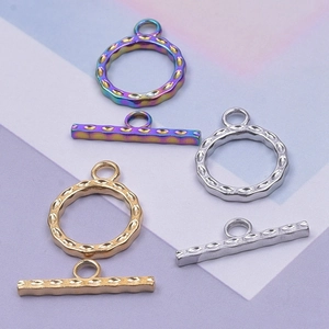 Polished stainless steel OT clasp set in gold, silver and rainbow plating for DIY jewelry