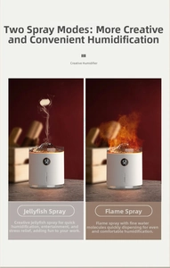 Volcano humidifier featuring jellyfish and flame mist modes with LED digital display