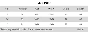 Detailed size chart for the floral print mesh cardigan T-shirt with measurements in cm