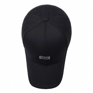 Classic black baseball cap with FEWK embroidered patch and adjustable hard top crown
