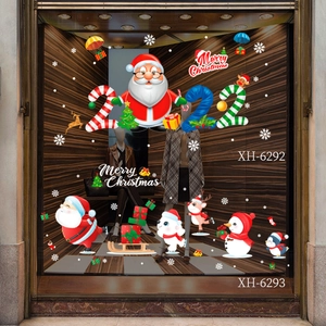Adesivi natalizi per vetrine con Babbo Natale, pupazzo di neve e motivi di renne