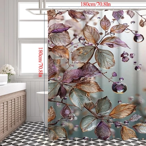 Detailansicht der 180x180cm Maße des Duschvorhangs mit floralem Wassertropfen-Motiv