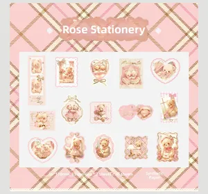 Detail of 30pcs vintage teddy bear stickers for scrapbooking in 90x110mm synthetic paper