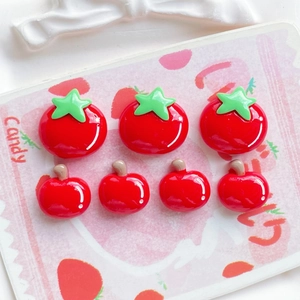 DIY red resin flatback charms set including tomato and apple shapes for crafts