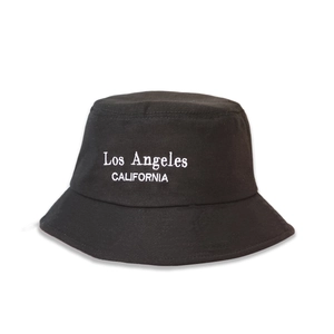 Children Bucket Hat Cotton Wide Brim Sun Protection Los Angeles Embroidery Casual Street Style For Boys Girls Black