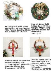 Detail of Christmas wreaths in various sizes and festive designs from 30cm to 46cm