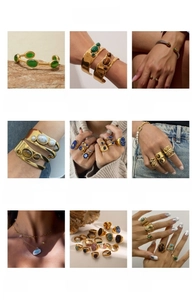 Macro di bracciali in acciaio inossidabile con pietre naturali come malachite e occhio di tigre