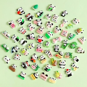 Collection of various cute resin panda figurines for DIY crafts and shoe charms