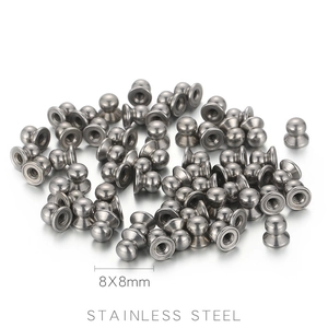 Macro view of 8x8mm stainless steel mushroom head hardware fasteners with internal threads