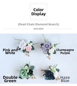 Vue détaillée de corsages de mariage artificiels en quatre couleurs avec chaîne et boucle diamant