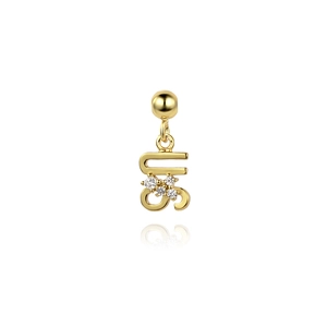 Macro view of a gold S925 silver number pendant with sparkling micro-pave crystals