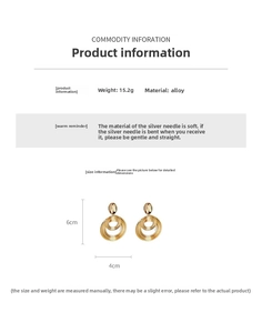 Detailed size chart for coiled round metal earrings featuring dimensions and weight specs