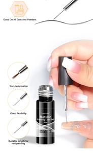 Silver metallic nail art liner gel for precise painting and French line drawing