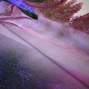 Detailed close-up showing soft velvet texture and magical forest prints on the tapestry