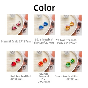 Detailed grid view showing 6 types of cute acrylic animal hair clips with size measurements
