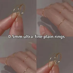 0.5mm extra fine minimalist gold plain ring for stacking and elegant jewelry looks