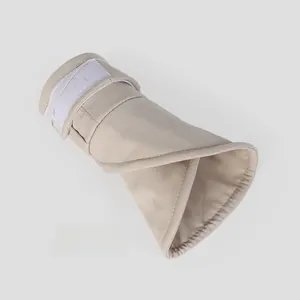 Foldable beige sun hat roll showing the hook-and-loop closure for easy storage