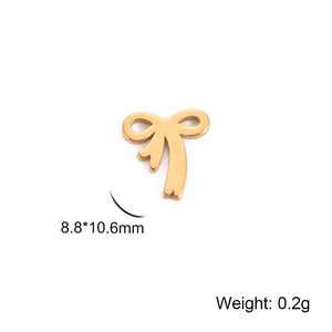 18K gold plated stainless steel bow earring charm, 8.8x10.6mm size and 0.2g weight