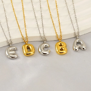 Collier Pendentif Initiale Bulle Plaqué Or 18k Acier Inoxydable 3D Ballon Alphabet Colliers Pour Femmes Bijoux