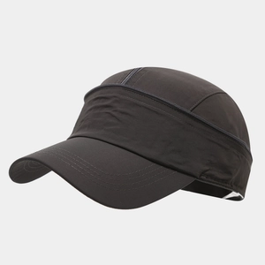 Detail view of quick-dry athletic cap with zipper splicing and breathable texture