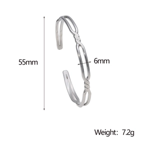 Tableau des tailles détaillé pour bracelet torsadé argenté de 55mm de diamètre