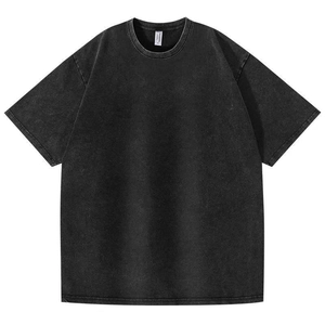 Oversize 220g cotton T-shirt featuring a vintage washed black finish and crew neck design