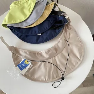 Detailed top view of multi-colored UPF 50+ sun visors with adjustable windproof ropes