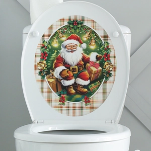 Adesivo per sedile WC di Babbo Natale con motivi festivi per decorazioni da bagno