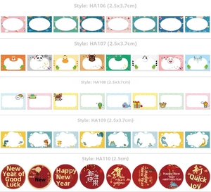 Detail of assorted flower Thank You labels and cute animal gift seal stickers