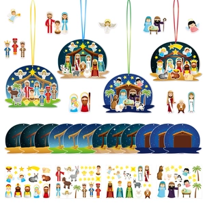 Kit d'autocollants scène de nativité avec Marie, Joseph et l'enfant Jésus DIY