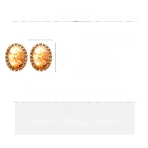 Detailed view of resin amber earrings with brown rhinestones and dimensions 3.3x2.5cm