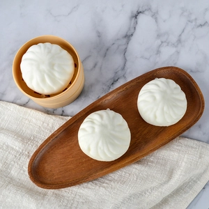 Slow rising PU foam steamed bun stress relief toy set with steamer and wooden tray