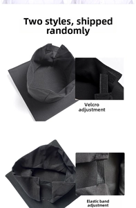 Detail of black graduation cap with adjustable Velcro and elastic band closures