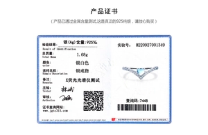 Quality certificate for S925 sterling silver ring with heart-shaped moonstone gem