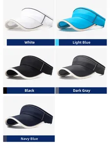 Detailed view of sport sun visors in five colors featuring breathable mesh fabric
