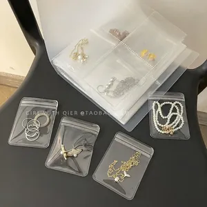Portable transparent PVC jewelry storage bags and anti-oxidation organizer book set