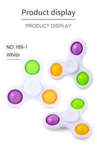 Three-finger fidget spinner with colorful pop-it silicone bubbles for stress relief