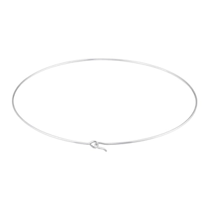Detailed view of silver stainless steel choker necklace with a simple metal hook clasp