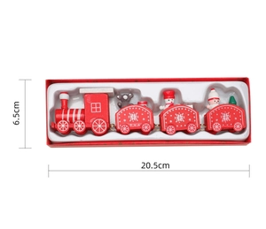 Detailed view of red wooden Christmas train dimensions showing 20.5cm length and 6.5cm height