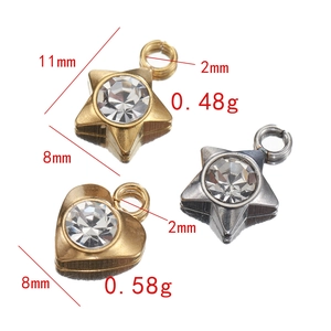 Pendentifs étoile et cœur 14K en acier inoxydable avec diamants pour bijoux DIY