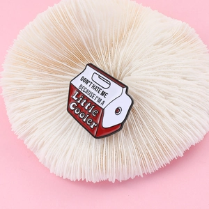 Milk carton enamel pin badge featuring Don't hate me because I'm a little cooler text