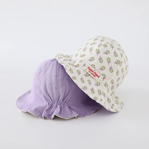 Baby girl reversible floral sun hat with ruffle brim for infants 5-18 months